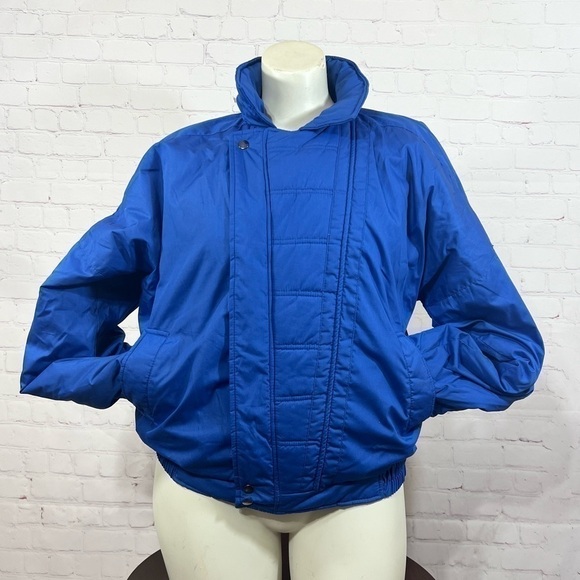 VINTAGE 90s blue Puffer Jacket Large Made in Korea Brand Grizzly GUC - Picture 1 of 16